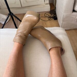 Free People Pura Lopez Light Tan Leather Wedge Booties Super comfortable Sexy ❤️